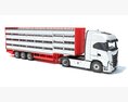 Animal Transporter Truck And Trailer 3D-Modell Draufsicht