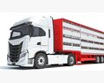 Animal Transporter Truck And Trailer Modello 3D dashboard