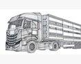 Animal Transporter Truck And Trailer 3D модель