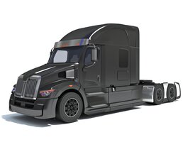 Black Generic Semi Truck Cab Modello 3D