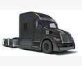 Black Generic Semi Truck Cab Modello 3D vista frontale