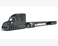 Black Truck With Flatbed Trailer 3D-Modell Rückansicht