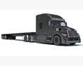 Black Truck With Flatbed Trailer 3d model front view