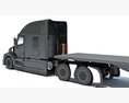 Black Truck With Flatbed Trailer 3d model seats