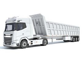 Box-Cab Truck With Tipper Trailer Modèle 3D