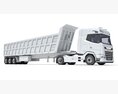 Box-Cab Truck With Tipper Trailer 3D 모델  top view