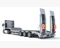 Cab-over Truck With Platform Trailer 3D-Modell Seitenansicht