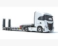 Cab-over Truck With Platform Trailer 3D模型 正面图