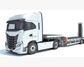 Cab-over Truck With Platform Trailer Modello 3D dashboard