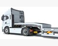 Cab-over Truck With Platform Trailer 3D 모델  seats