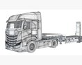 Cab-over Truck With Platform Trailer 3D模型
