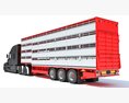 Farm Animal Transport Truck With Trailer 3D-Modell Seitenansicht