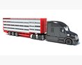 Farm Animal Transport Truck With Trailer 3D-Modell Draufsicht
