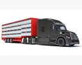 Farm Animal Transport Truck With Trailer Modello 3D vista frontale
