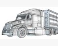 Farm Animal Transport Truck With Trailer 3D модель