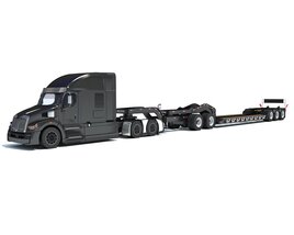 Heavy-Duty Truck Truck With Lowbed Trailer 3Dモデル