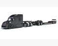 Heavy-Duty Truck Truck With Lowbed Trailer 3D模型 后视图
