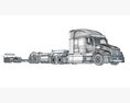 Heavy-Duty Truck Truck With Lowbed Trailer 3D模型