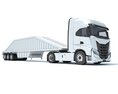 Heavy Truck With Bottom Dump Trailer 3D модель