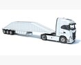 Heavy Truck With Bottom Dump Trailer 3D模型 顶视图