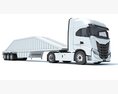 Heavy Truck With Bottom Dump Trailer 3D模型 正面图