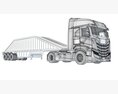Heavy Truck With Bottom Dump Trailer Modello 3D