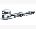 Heavy Truck With Lowbed Trailer Modello 3D vista posteriore