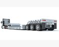 Heavy Truck With Lowbed Trailer 3D模型 侧视图