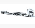 Heavy Truck With Lowbed Trailer Modello 3D vista dall'alto