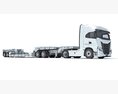 Heavy Truck With Lowbed Trailer 3D模型 正面图