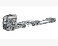 Heavy Truck With Lowbed Trailer 3D 모델 