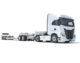 Heavy Truck With Lowboy Trailer Modello 3D