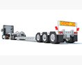 Heavy Truck With Lowboy Trailer Modello 3D vista laterale