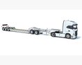 Heavy Truck With Lowboy Trailer 3d model top view