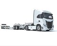 Heavy Truck With Lowboy Trailer Modello 3D vista frontale