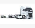 Heavy Truck With Lowboy Trailer 3D модель clay render