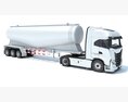 Heavy Truck With Tank Trailer 3D 모델  top view