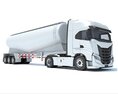 Heavy Truck With Tank Trailer Modello 3D vista frontale