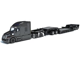 Modern Truck With Lowboy Trailer Modelo 3d