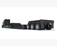 Modern Truck With Lowboy Trailer 3D 모델  side view