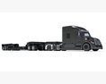 Modern Truck With Lowboy Trailer 3D 모델  front view