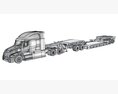 Modern Truck With Lowboy Trailer 3D模型