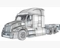 Modern Truck With Lowboy Trailer Modello 3D