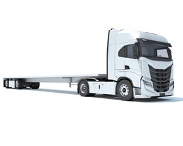 Semi Truck With Flatbed Trailer Modèle 3D