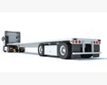 Semi Truck With Flatbed Trailer 3D模型 侧视图