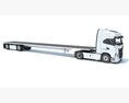 Semi Truck With Flatbed Trailer 3Dモデル top view