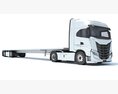Semi Truck With Flatbed Trailer 3D模型 正面图