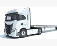 Semi Truck With Flatbed Trailer 3d model dashboard