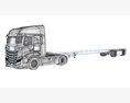Semi Truck With Flatbed Trailer 3Dモデル