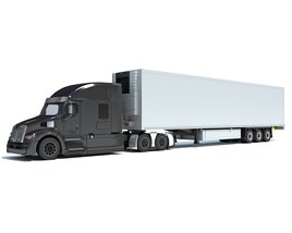 Semi Truck With Large Refrigerated Trailer 3D 모델 